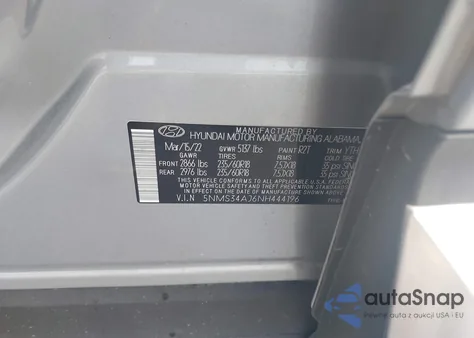 2022 Hyundai Santa Fe Sel z USA, uszkodzony, nr VIN 5NMS34AJ6NH444196